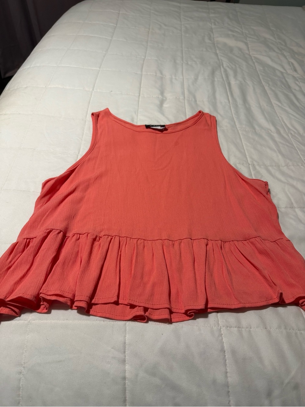 Sleeveless Coral Ruffle-Hem Tank Top